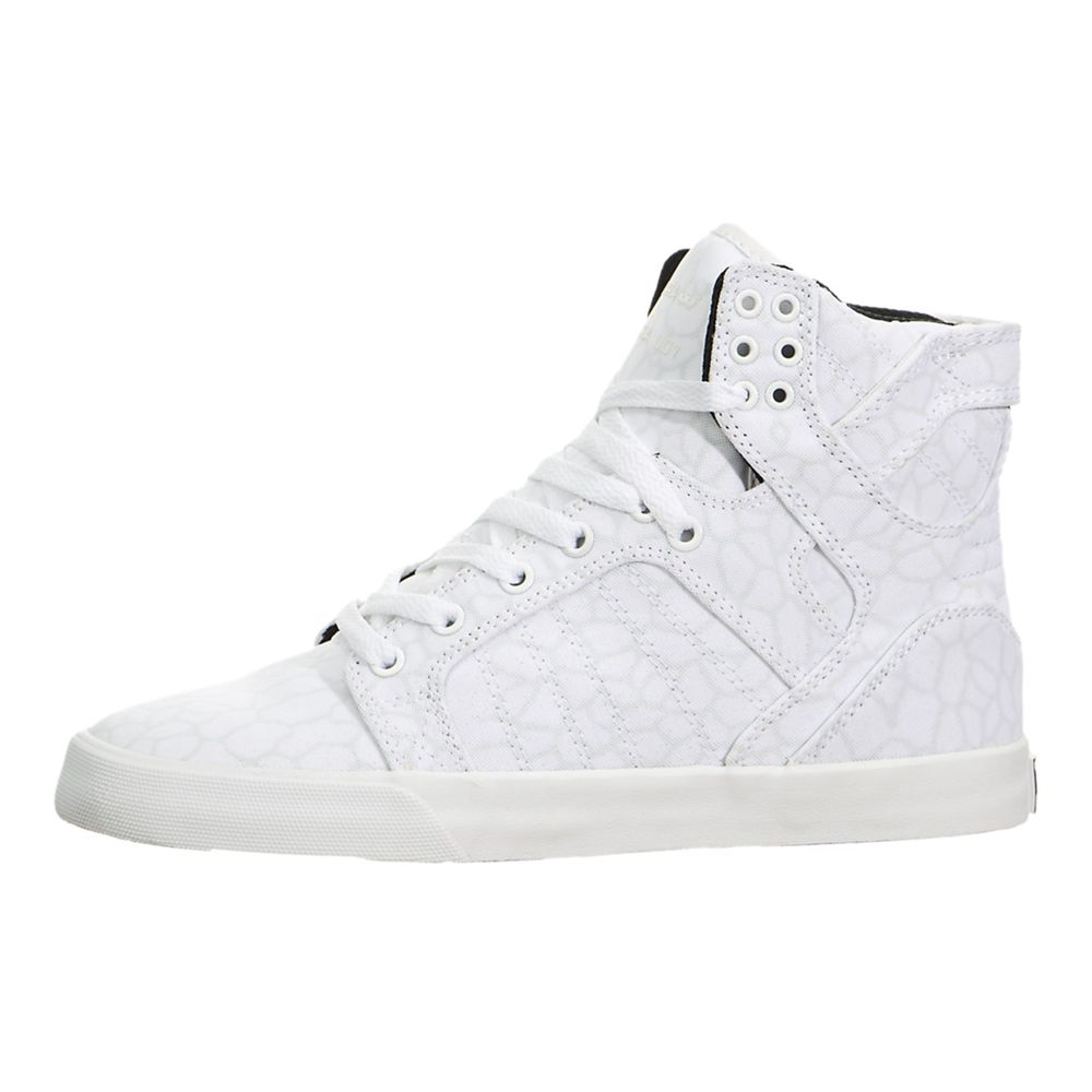 Baskets Montantes Supra SkyTop Blanche White/Cheetah-White Femme | WPZ-21673659